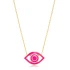 Eye Pink Enamel 925 Sterling Silver Necklace