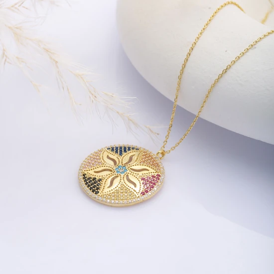 Star Flower CZ 925 Sterling Silver Necklace | 925 Sterling Silver Wholesale | Sade Silver Star Flower CZ 925 Sterling Silver Necklace - Sade 925 Silver Jewelry