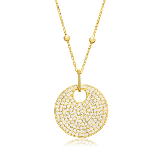 CZ Hollow Round 925 Sterling Silver Necklace
