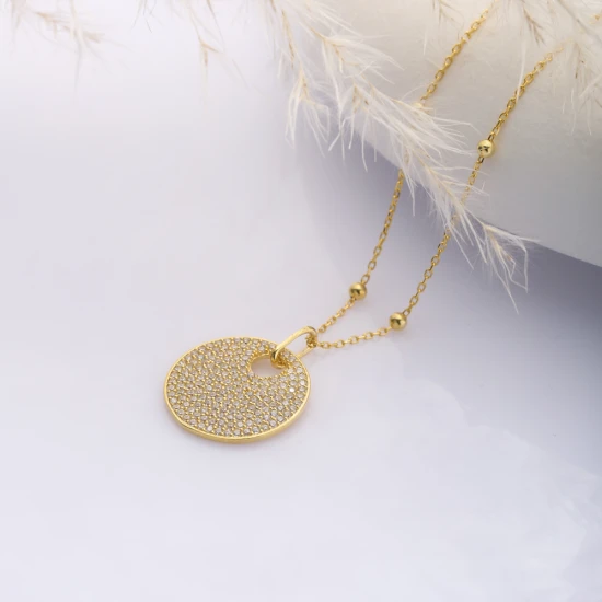 CZ Hollow Round 925 Sterling Silver Necklace