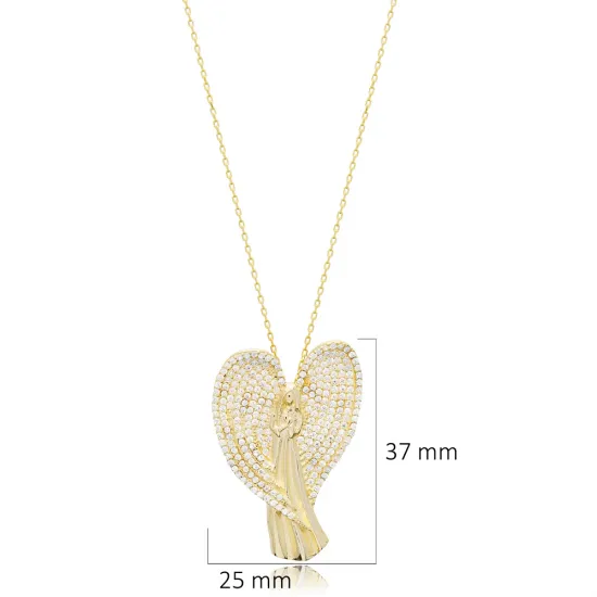 Virgin Mary CZ Stone Silver Charm Necklace Virgin Mary CZ Stone Silver Charm Necklace