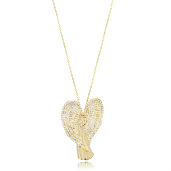 Virgin Mary CZ Stone Silver Charm Necklace Virgin Mary CZ Stone Silver Charm Necklace
