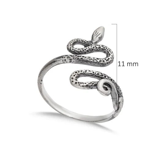Snake Vintage Oxidized Adjustable Sterling Silver Ring