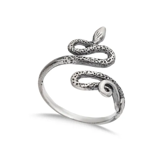 Snake Vintage Oxidized Adjustable Sterling Silver Ring