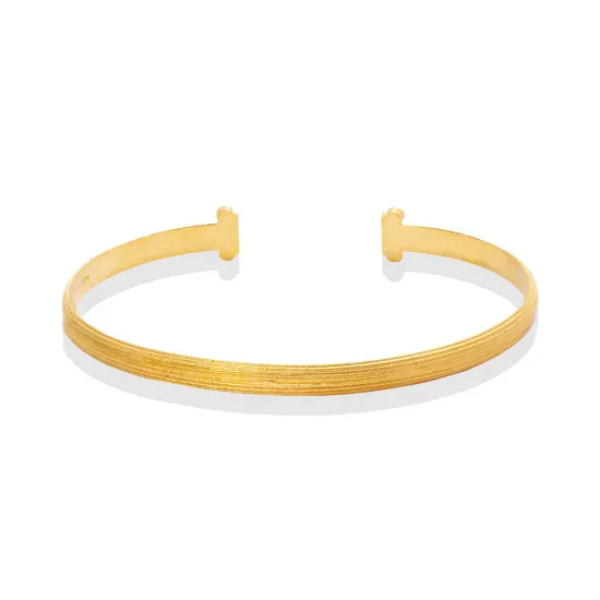 Textured Open Adjustable 925 Sterling Silver Bangle