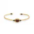 Dark Agate Oval Textured Open Sterling Silver Bangle