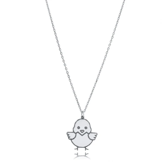 Cute Chick Plain 925 Sterling Silver Necklace Cute Chick Plain 925 Sterling Silver Necklace
