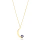 Plain Moon With Evil Eye 925 Sterling Silver Necklace