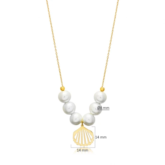 Shell With Pearls 925 Sterling Silver Necklace Shell With Pearls 925 Sterling Silver Necklace