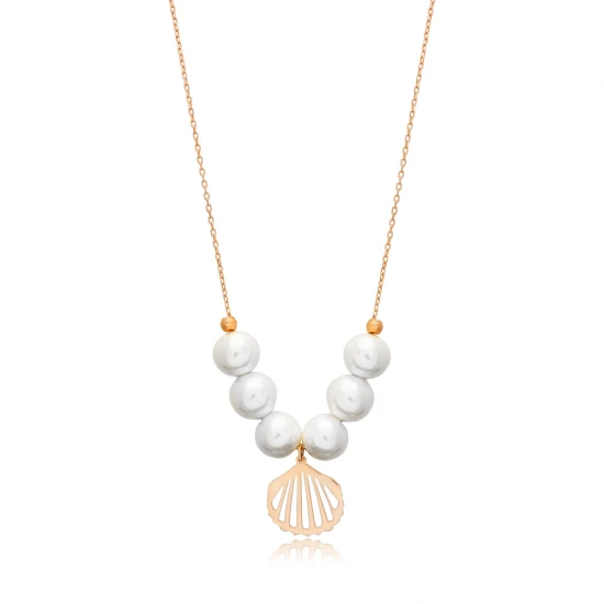 Shell With Pearls 925 Sterling Silver Necklace Shell With Pearls 925 Sterling Silver Necklace