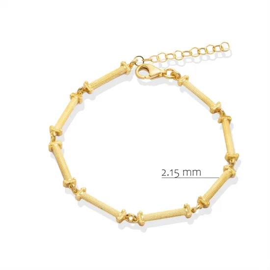 Beaded Bar Link Chain 925 Sterling Silver Bracelet