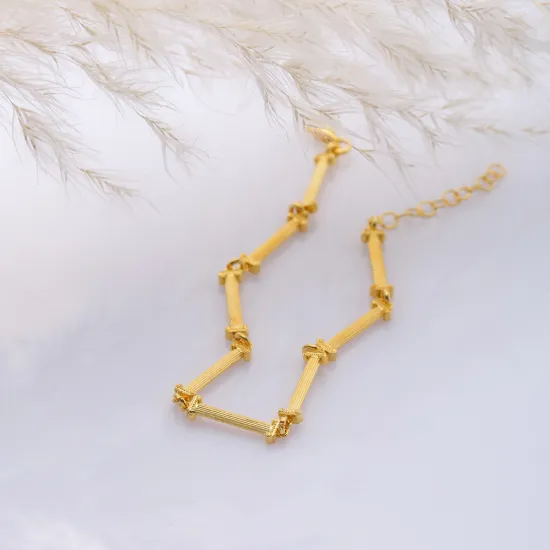 Beaded Bar Link Chain 925 Sterling Silver Bracelet