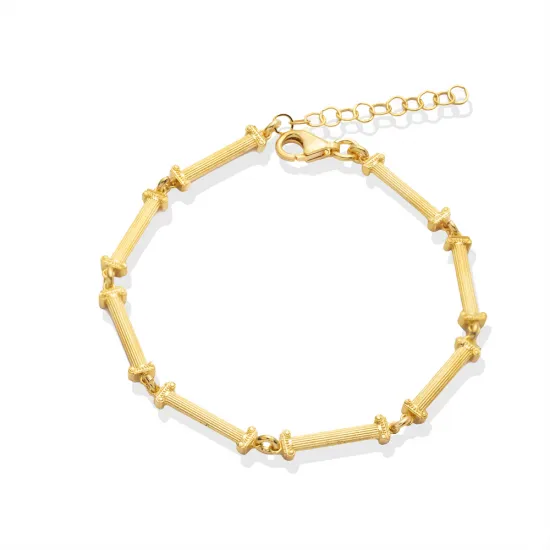 Beaded Bar Link Chain 925 Sterling Silver Bracelet