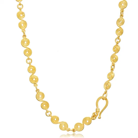 22 Karat Plated Spiral Shape Hook Chain Silver Necklace