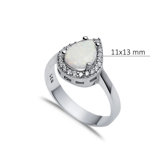 Pear White Opal CZ Cluster 925 Sterling Silver Ring Pear White Opal CZ Cluster 925 Sterling Silver Ring
