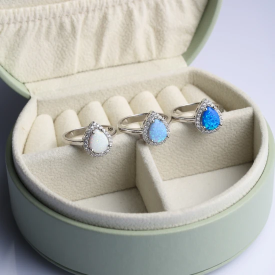 Pear White Opal CZ Cluster 925 Sterling Silver Ring Pear White Opal CZ Cluster 925 Sterling Silver Ring