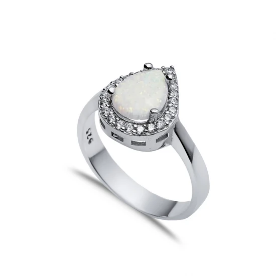 Pear White Opal CZ Cluster 925 Sterling Silver Ring Pear White Opal CZ Cluster 925 Sterling Silver Ring