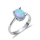 Solitaire Oval Light Blue Opal Cluster 925 Silver Ring Solitaire Oval Light Blue Opal Cluster 925 Silver Ring