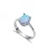 Solitaire Oval Light Blue Opal Cluster 925 Silver Ring