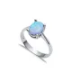 Solitaire Oval Light Blue Opal Cluster 925 Silver Ring Solitaire Oval Light Blue Opal Cluster 925 Silver Ring