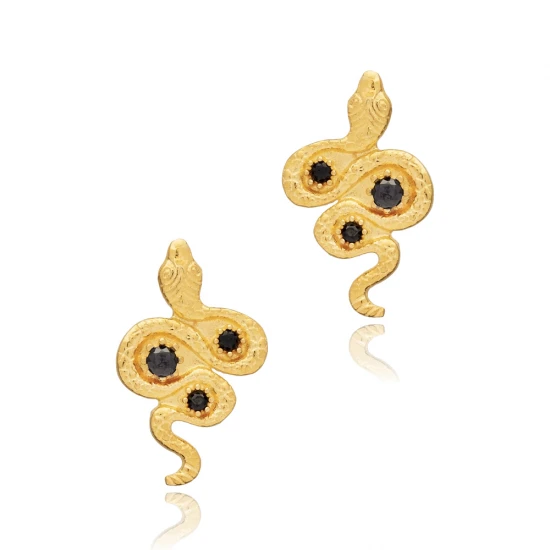 Black CZ Snake 925 Sterling Silver Earrings Black CZ Snake 925 Sterling Silver Earrings