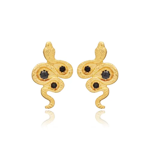 Black CZ Snake 925 Sterling Silver Earrings