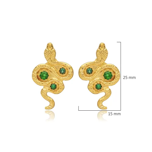 Emerald CZ Snake 925 Sterling Silver Earrings
