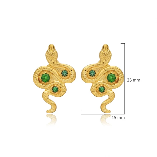 Emerald CZ Snake 925 Sterling Silver Earrings Emerald CZ Snake 925 Sterling Silver Earrings