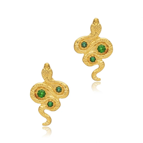 Emerald CZ Snake 925 Sterling Silver Earrings Emerald CZ Snake 925 Sterling Silver Earrings