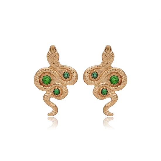 Emerald CZ Snake 925 Sterling Silver Earrings Emerald CZ Snake 925 Sterling Silver Earrings