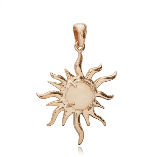 Sun Moonstone 925 Sterling Silver Pendant | 925 Sterling Silver Wholesale | Sade Silver Sun Moonstone 925 Sterling Silver Pendant - Sade 925 Silver Jewelry
