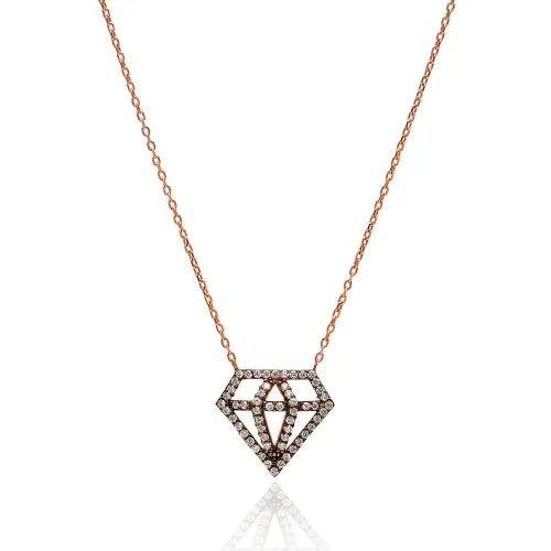 Turkish Wholesale Handcrafted Diamond Shape Silver Charm Necklace