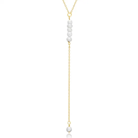 Dainty Pearl Y 925 Sterling Silver Necklace