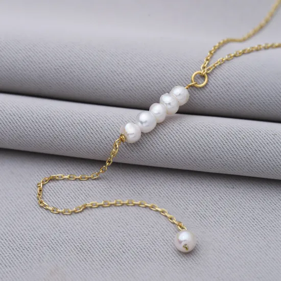Dainty Pearl Y 925 Sterling Silver Necklace