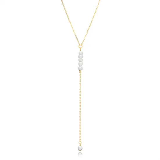 Dainty Pearl Y 925 Sterling Silver Necklace
