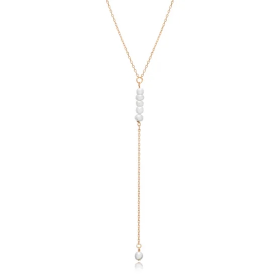 Dainty Pearl Y 925 Sterling Silver Necklace