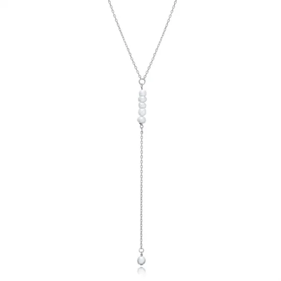 Dainty Pearl Y 925 Sterling Silver Necklace