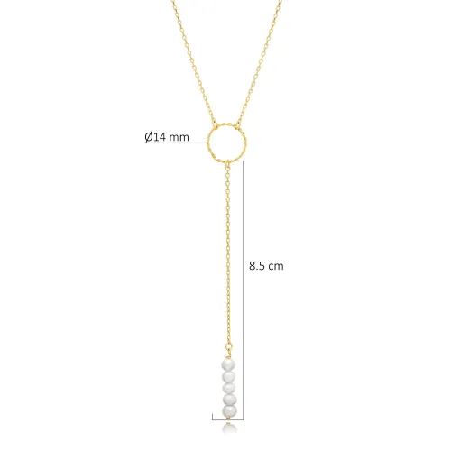 Round And Pearl Y 925 Sterling Silver Necklace Round And Pearl Y 925 Sterling Silver Necklace