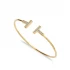 Made in Turkey Clear Double T Open CZ 925 Silver Bangle