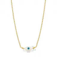 Evil Eye Design Mother of Pearl 925 Silver Charm Necklace