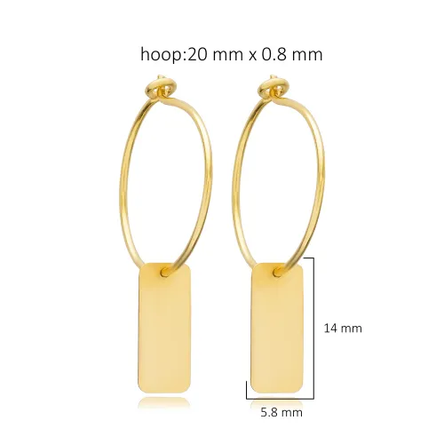 Plain Rectangle Tag 925 Sterling Silver Earrings