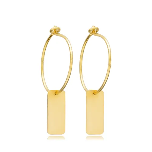 Plain Rectangle Tag 925 Sterling Silver Earrings