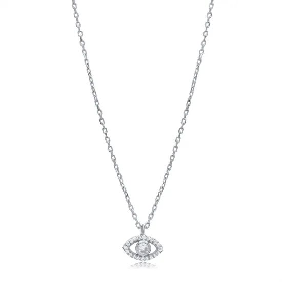 Handcrafted Evil Eye CZ 925 Sterling Silver Necklace