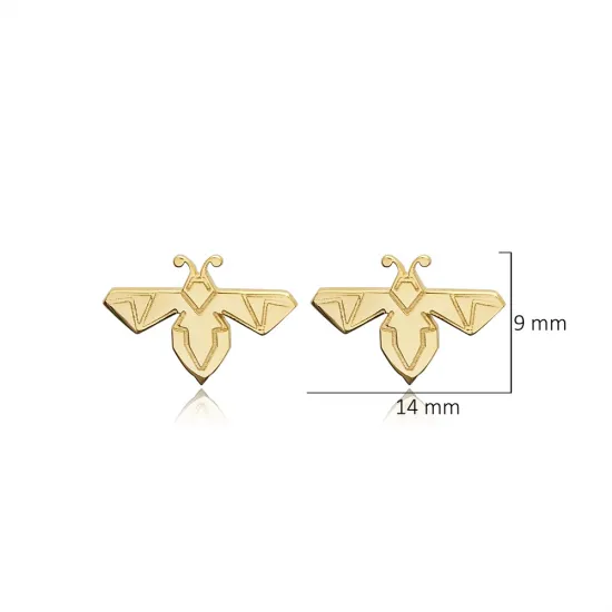 Bee Origami 925 Sterling Silver Earrings - Sade 925 Silver Jewelry
