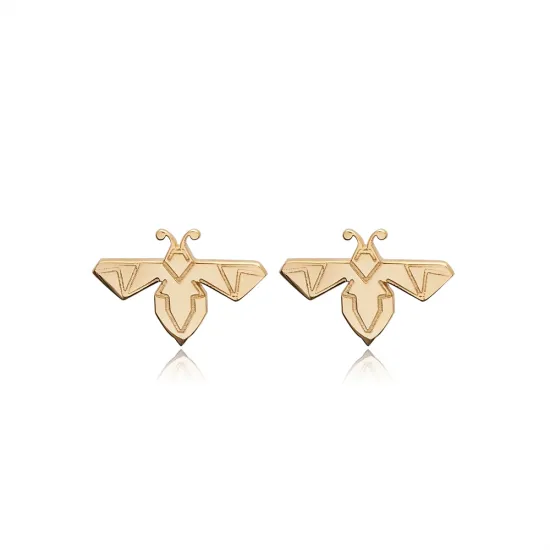 Bee Origami 925 Sterling Silver Earrings - Sade 925 Silver Jewelry