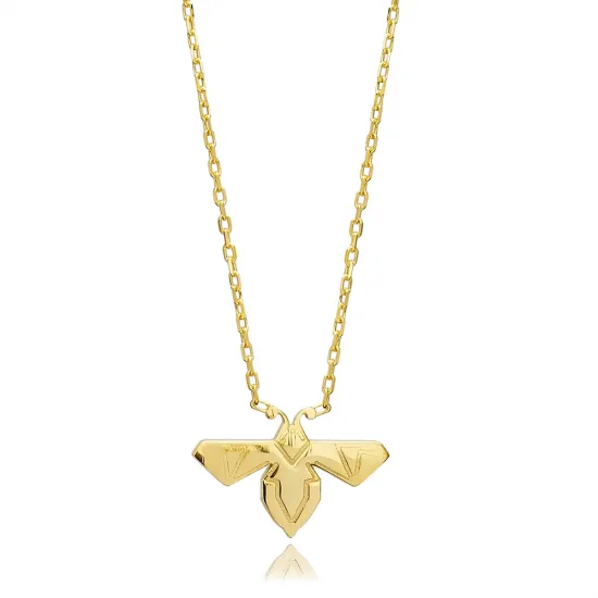Cute Bee Plain Origami 925 Sterling Silver Necklace Cute Bee Plain Origami 925 Sterling Silver Necklace