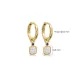 Clear CZ Stone Square Design 925 Silver Dangle Earrings Clear CZ Stone Square Design 925 Silver Dangle Earrings