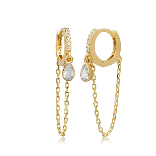Drop White CZ 925 Sterling Silver Earrings