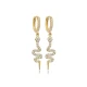 Snake CZ Dangle 925 Sterling Silver Earrings | 925 Sterling Silver Wholesale | Sade Silver Snake CZ Dangle 925 Sterling Silver Earrings - Sade 925 Silver Jewelry