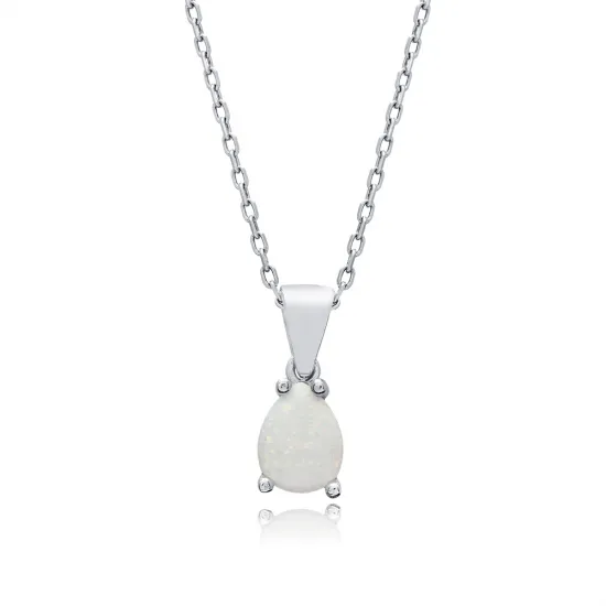 Pear White Opal 925 Sterling Silver Necklace Pear White Opal 925 Sterling Silver Necklace